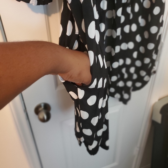Polka-dot Black and White Dress with Pockets - Picture 2 of 2